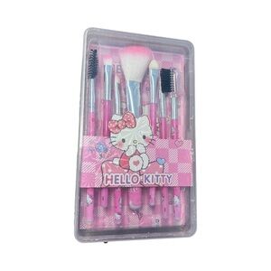Hello Kitty Pink Makeup Brush Collection NIP, brushes 5”, 7 brushes in box